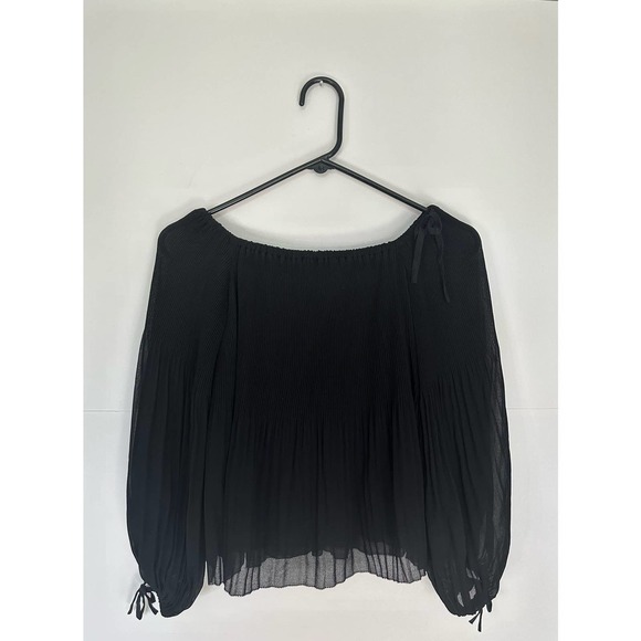 Wilfred Aritzia Black Off-the-Shoulder Chiffon Talence Blouse Size XXS - Picture 5 of 10